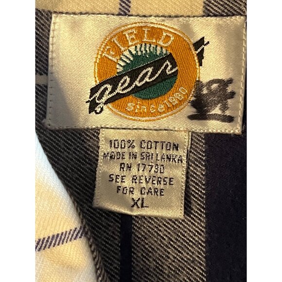 Vintage Field Gear Plaid Button-Up Shirt Navy & Cream Long Sleeve 100% Cotton XL - Picture 14 of 16